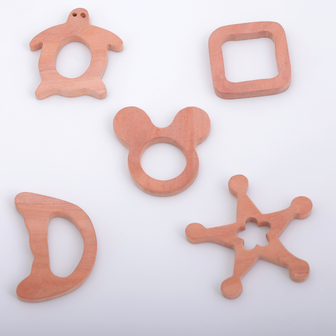 Neem Wood Teether Set – Eco-Friendly Baby Toys for Sensory Play & Grip Development