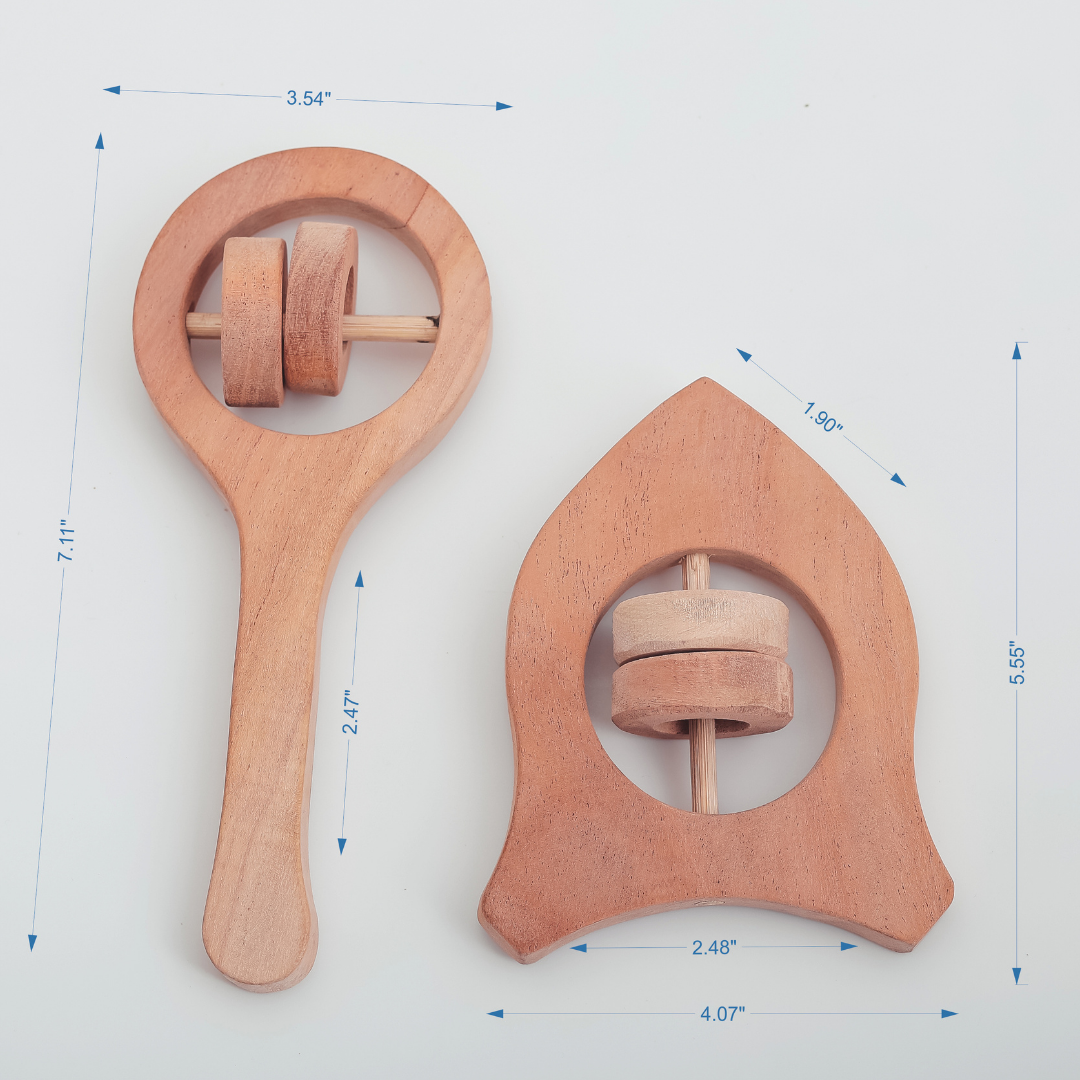 Neem Wood Baby Rattle Set – Handcrafted Wooden Musical Toys by NeemKala