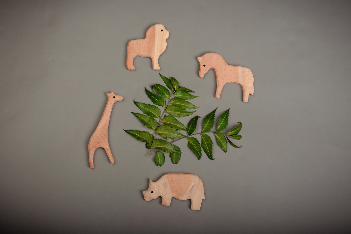 Premium Neem Wood Baby Teether Set – Handcrafted Natural Animal Safari set | Non-Toxic & Eco-Friendly