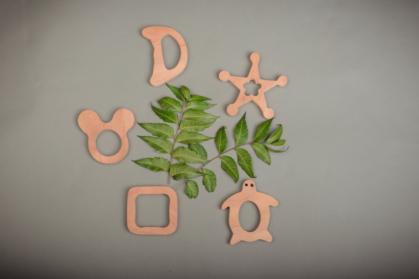 NeemKala Creative Shape Neem Wood Teethers – Natural, Non-Toxic Teething Toys for Curious Little Hands