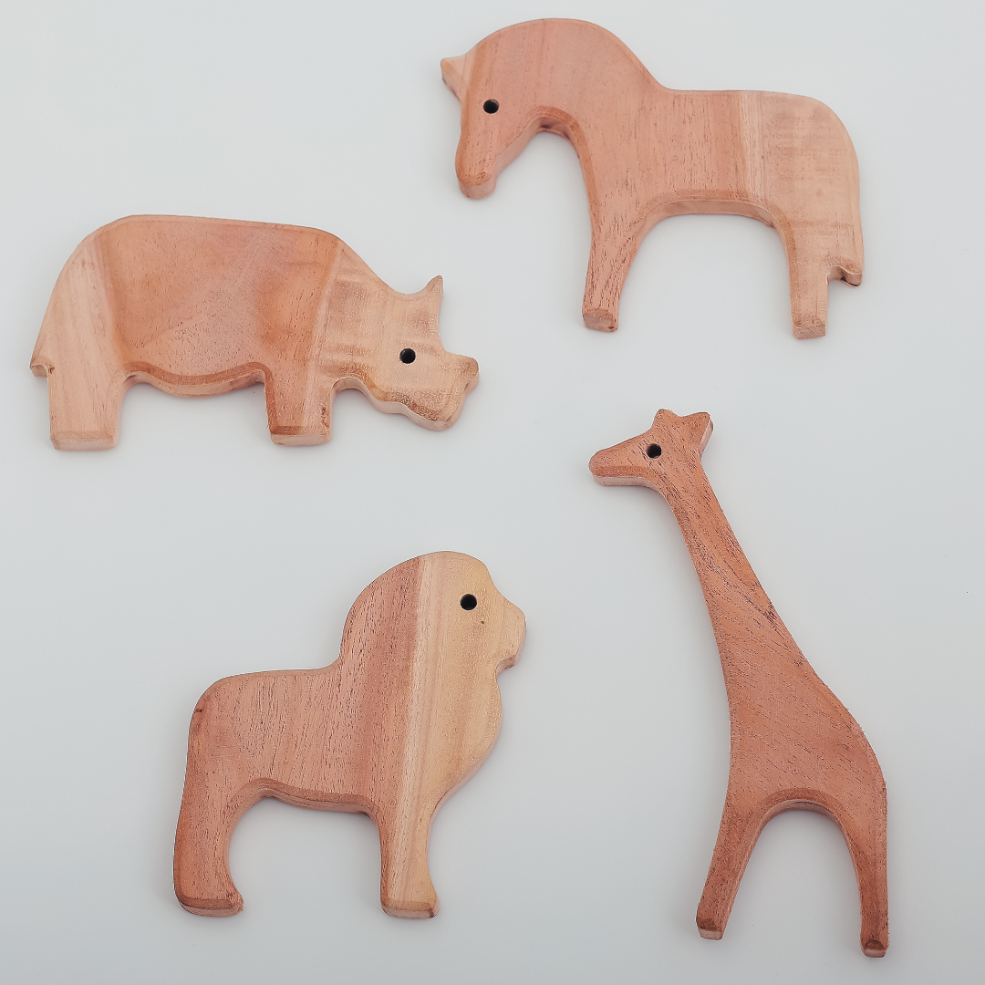 Neem Wood Animal Safari Toy Set – Eco-Friendly Handcrafted Teethers for Babies | NeemKala