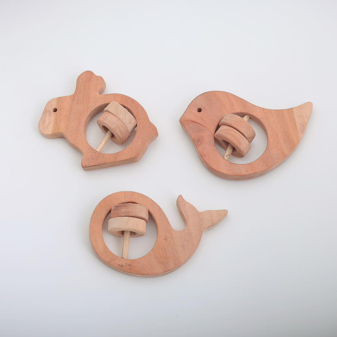 Little Creatures – 3-Piece Neem Wood Rattle Set