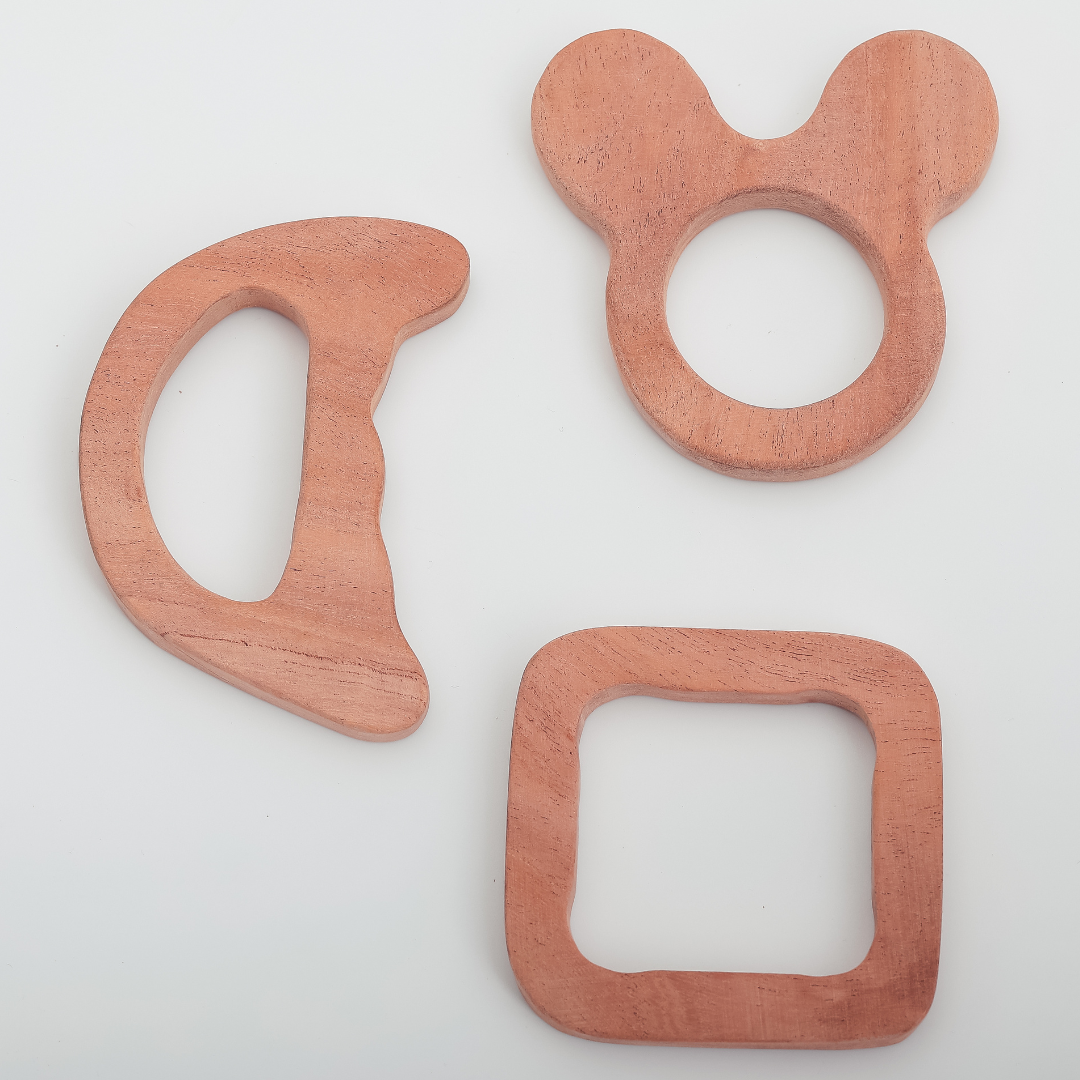 Natural Neem Wood Teether Trio – Eco-Friendly Baby Teething Set by NeemKala