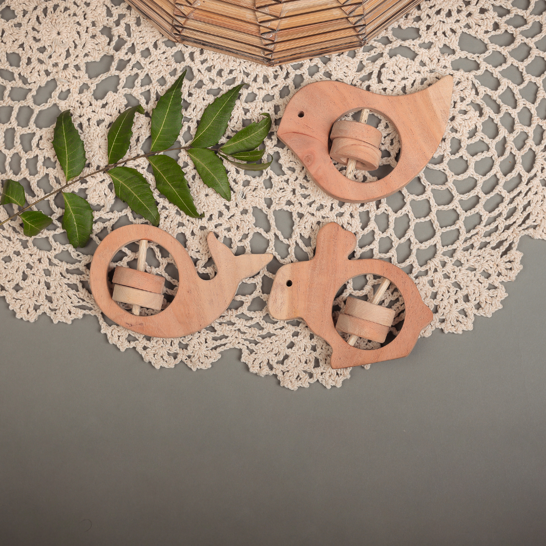 Little Creatures – 3-Piece Neem Wood Rattle Set