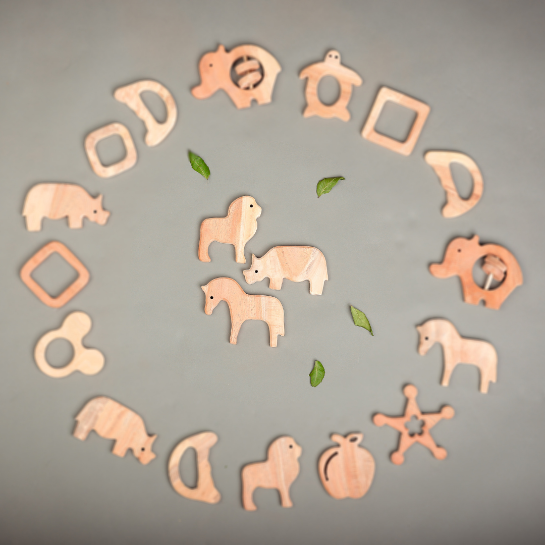 Natural Neem Wood Animal Teether Set – Safe, Eco-Friendly & Handcrafted | NeemKala