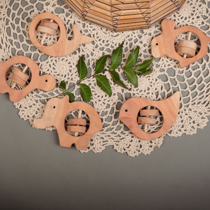 Handcrafted Neem Wood Animal Rattles – Safe, Sustainable & Sensory Play Toys | NeemKala
