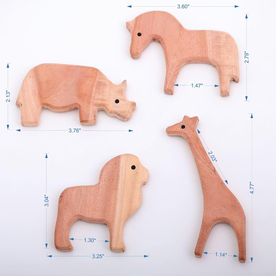 Neem Wood Animal Safari Toy Set – Eco-Friendly Handcrafted Teethers for Babies | NeemKala