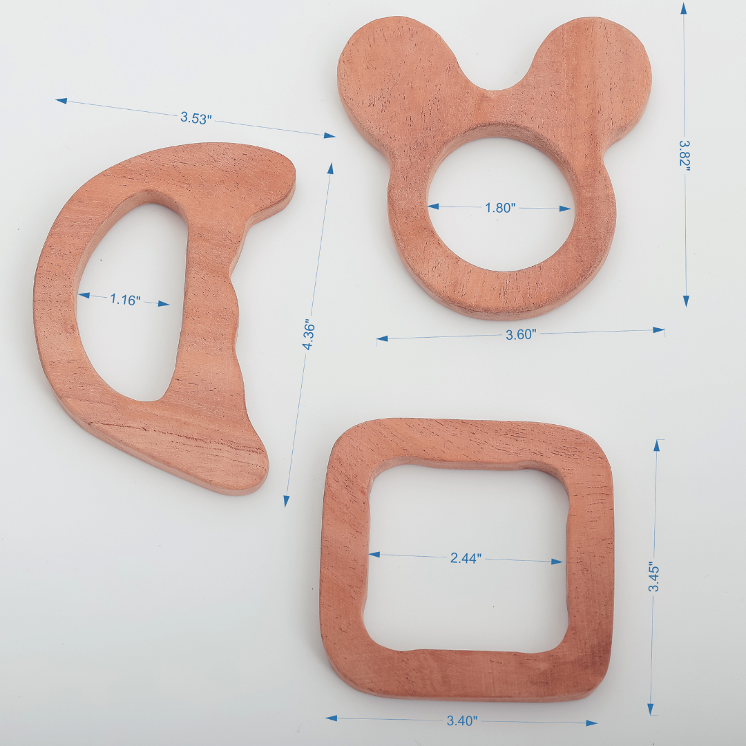 Natural Neem Wood Teether Trio – Eco-Friendly Baby Teething Set by NeemKala