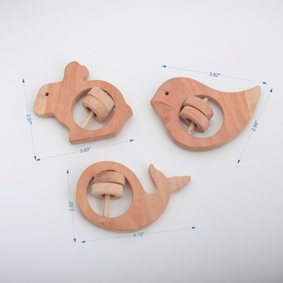 Little Creatures – 3-Piece Neem Wood Rattle Set