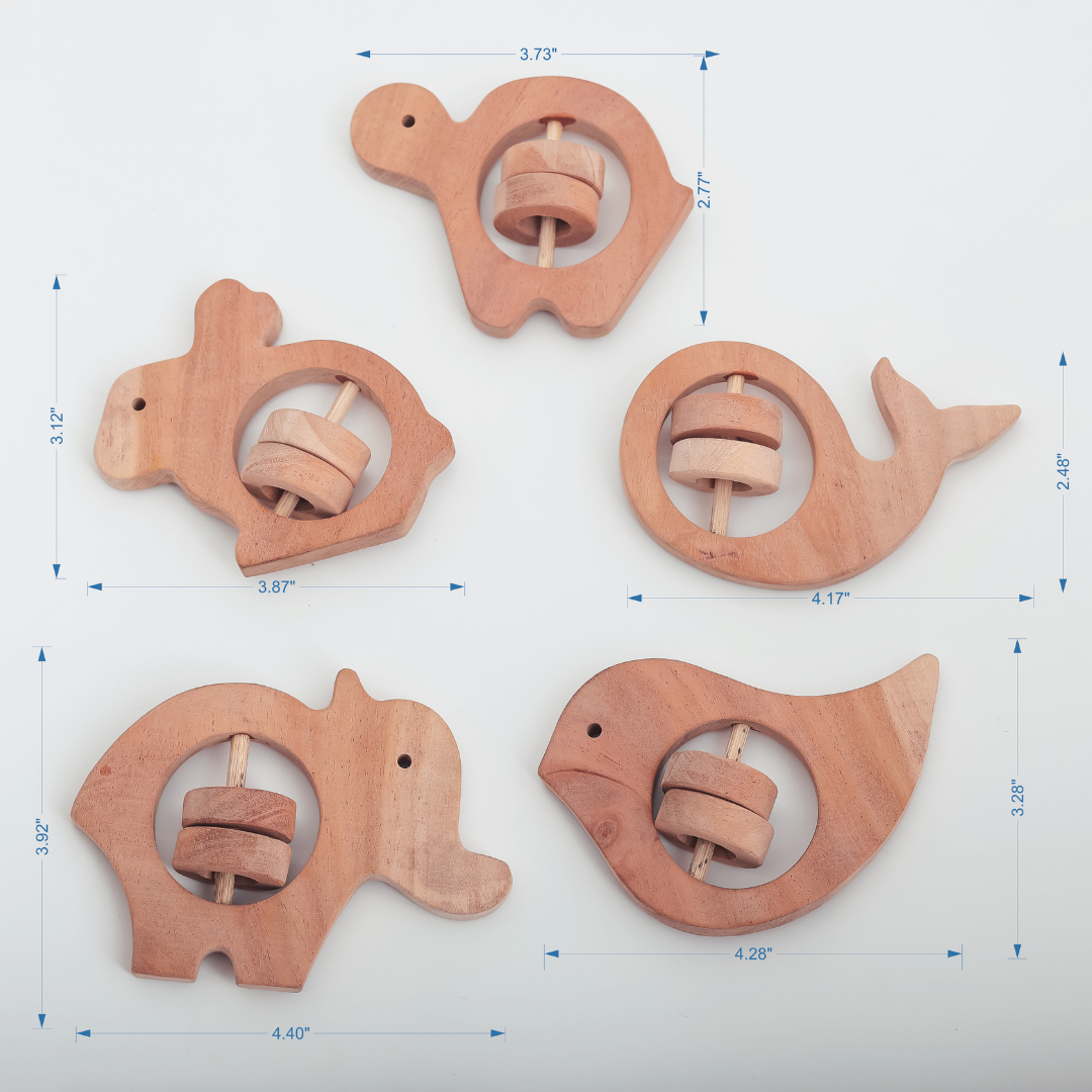 Handcrafted Neem Wood Animal Rattles – Safe, Sustainable & Sensory Play Toys | NeemKala