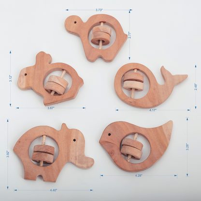 Handcrafted Neem Wood Animal Rattles – Safe, Sustainable & Sensory Play Toys | NeemKala