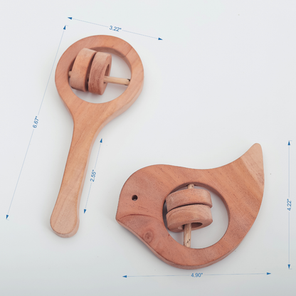 Handcrafted Neem Wood Baby Rattles – Natural & Non-Toxic Teether Toys | neemKala