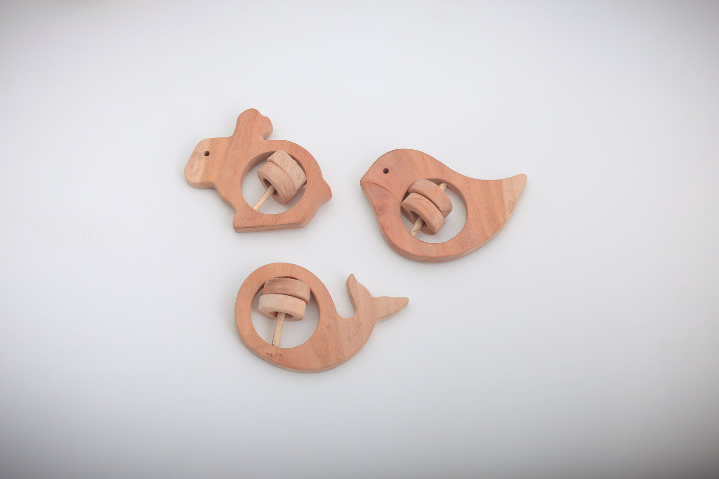Natural Wooden Teether for Babies – Neem Wood Animal Shape – Handmade, Non-Toxic, Eco-Friendly Teething Toy for Gum Soothing and Motor Skill Growth(3pcs)