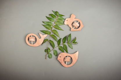 Natural Wooden Teether for Babies – Neem Wood Animal Shape – Handmade, Non-Toxic, Eco-Friendly Teething Toy for Gum Soothing and Motor Skill Growth(3pcs)