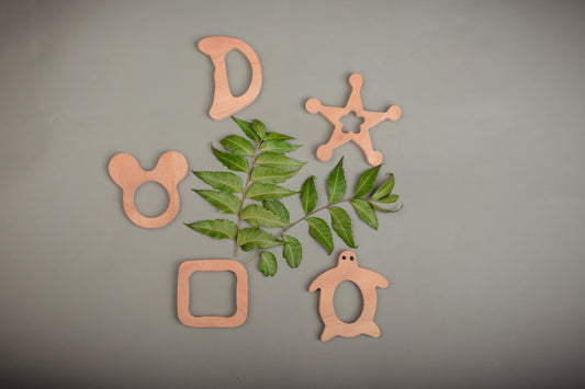 NeemKala Creative Shape Neem Wood Teethers – Natural, Non-Toxic Teething Toys for Curious Little Hands