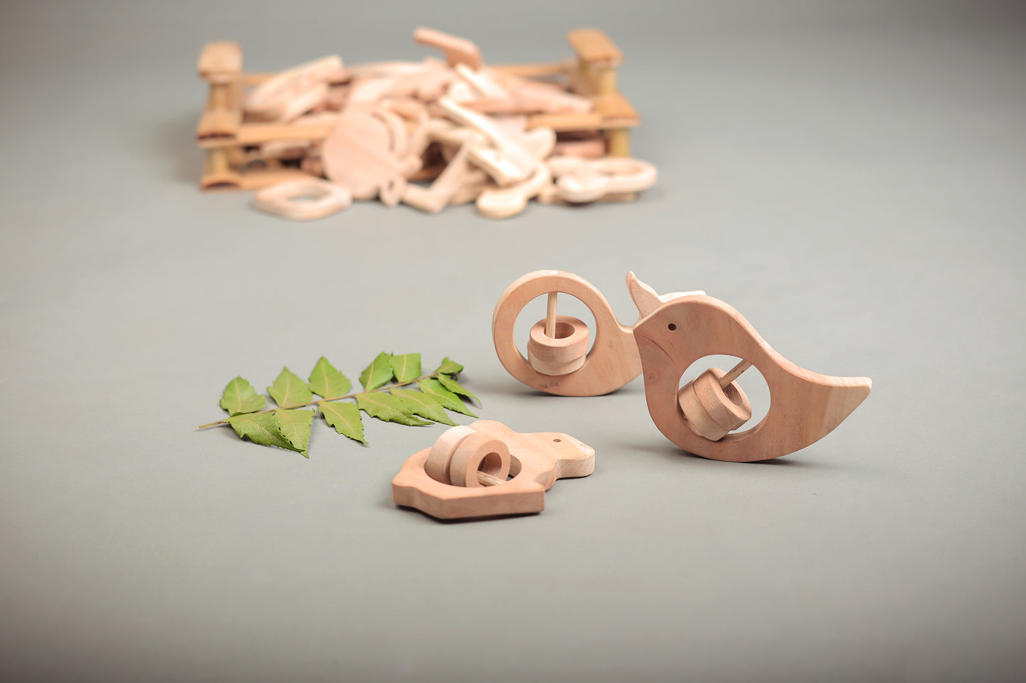 Natural Wooden Teether for Babies – Neem Wood Animal Shape – Handmade, Non-Toxic, Eco-Friendly Teething Toy for Gum Soothing and Motor Skill Growth(3pcs)